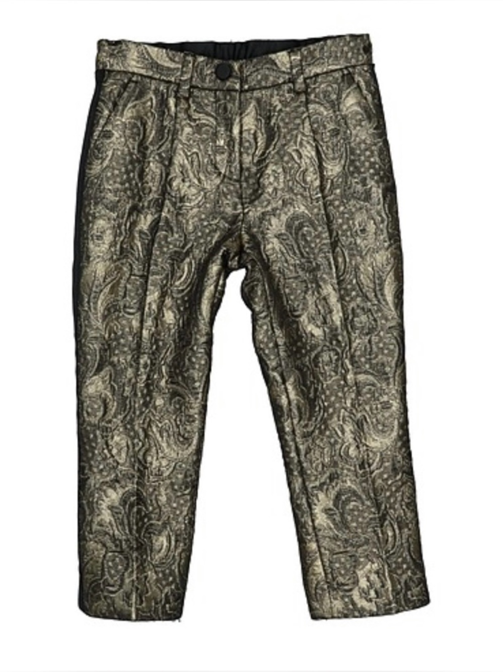 Dolce & Gabbana Metallic Gold Paisley Slim Kids Pants